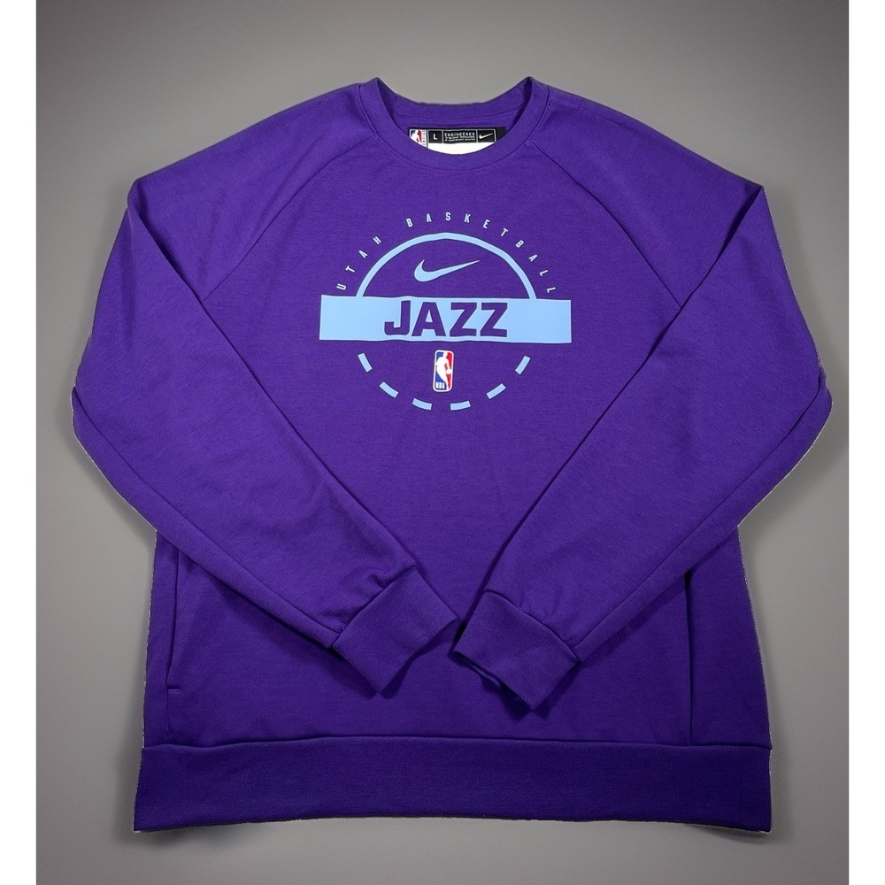 Nike Utah Jazz NBA Authentics Sweatshirt Men's L Tall Purple Dri-FIT Zip Pocket